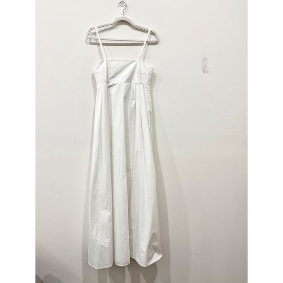 NWOT In Italy Sleeveless Spaghetti Strap Smocked A-Line Maxi Dress White Women S